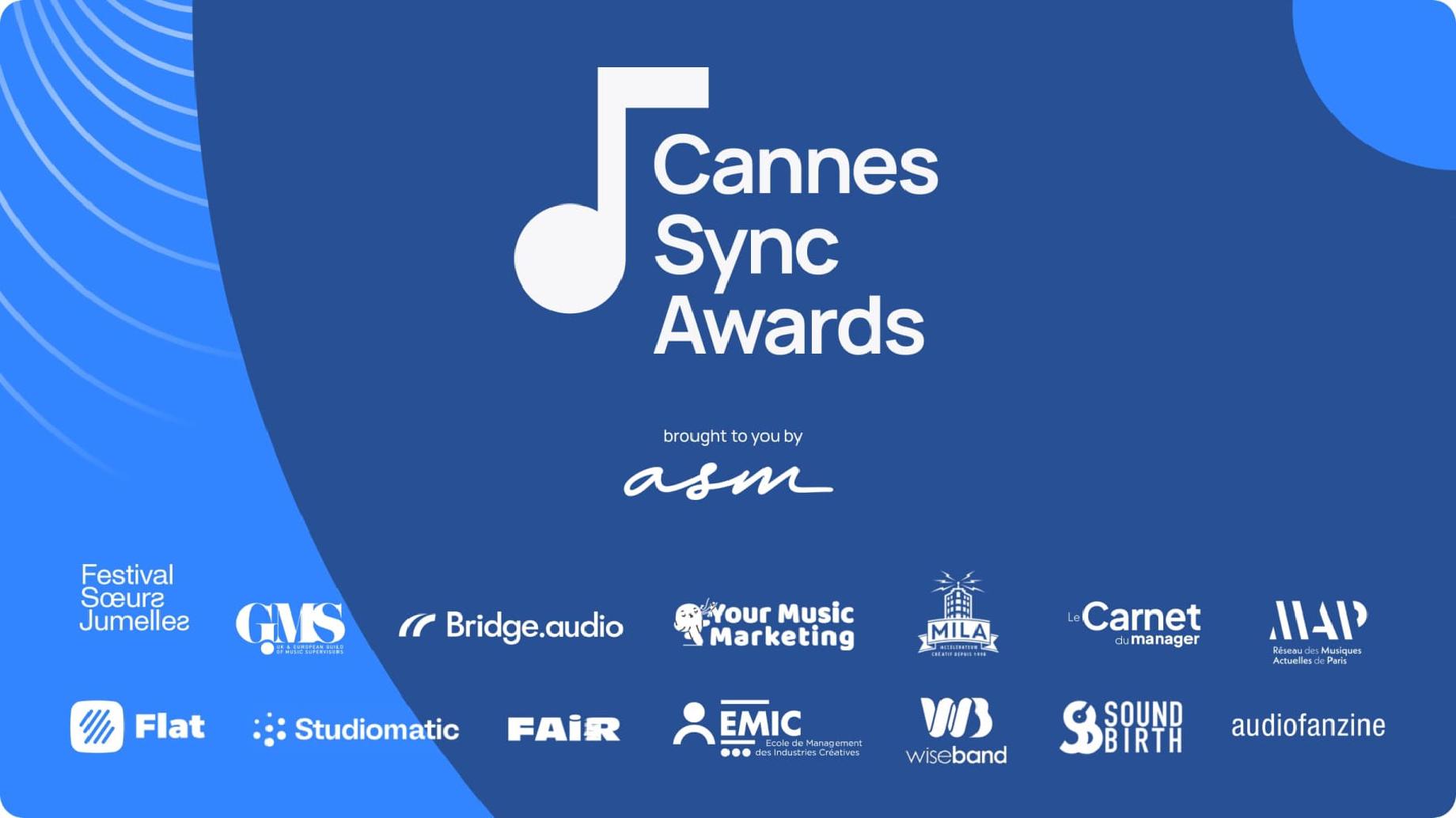 The Cannes Sync Awards logo on a blue background