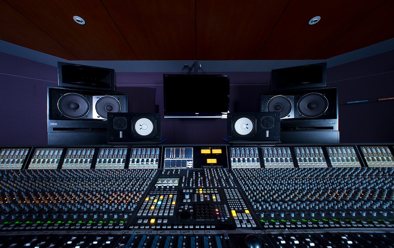 Music studio with large mixing desk