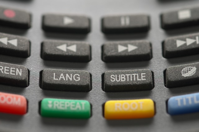 Picture of a remote controller with a Subtitle button