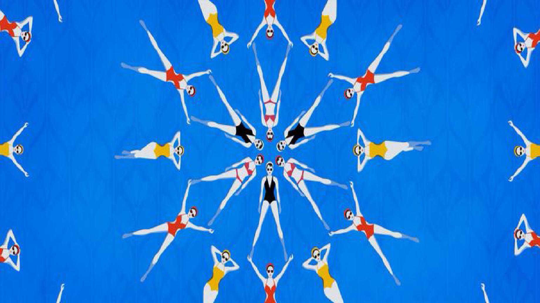 Synchronized swimming as an illustration of music synchronization